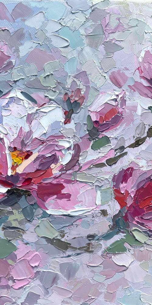 "Magnolia" palette knife oil painting by OXYPOINT