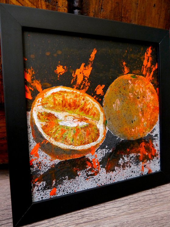 Orange Strikes back  FRAMED - Still life - READY TO HANG Food Original