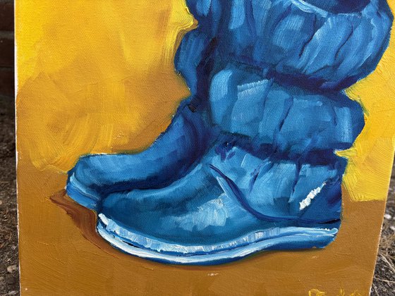 Blue rubber boots