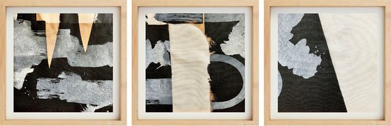 Abstraction No. 7821 black & white XXL- set of 3