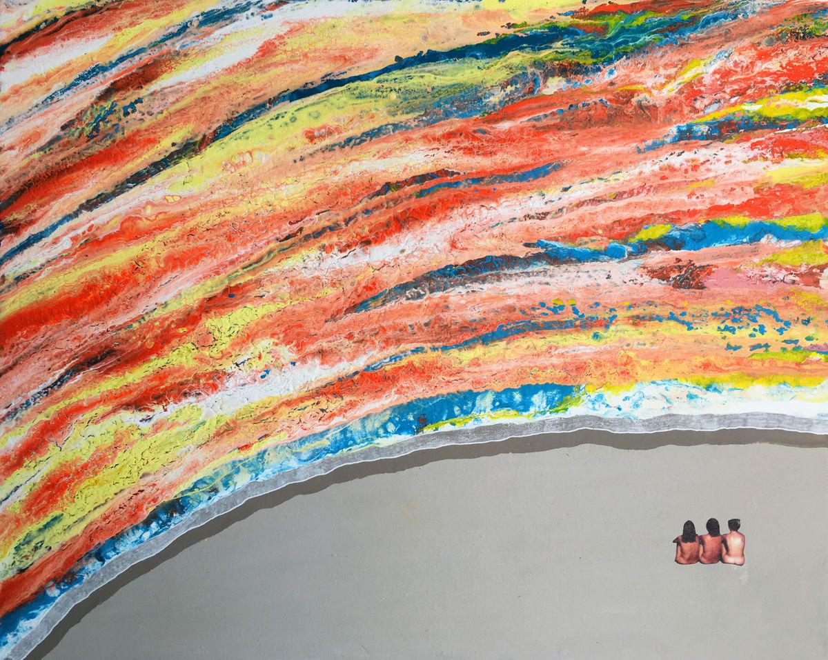 Surrealistic Landscape Acrylic Painting By Stefano Pallara, 20 X 16", Sharing Solitudes N.2, Original Artwork