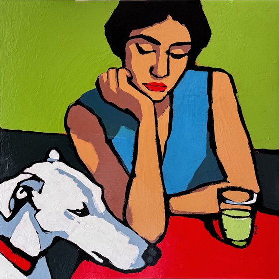 "Woman with Greyhound"