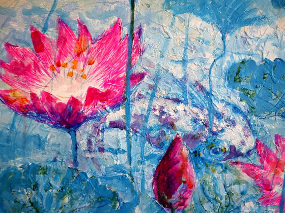 Water Lilies and Koi Fish