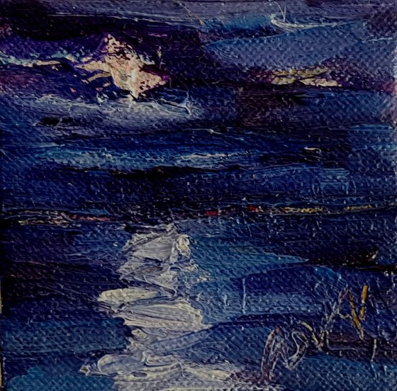 Midnight Moonlight on water - Irish seascape