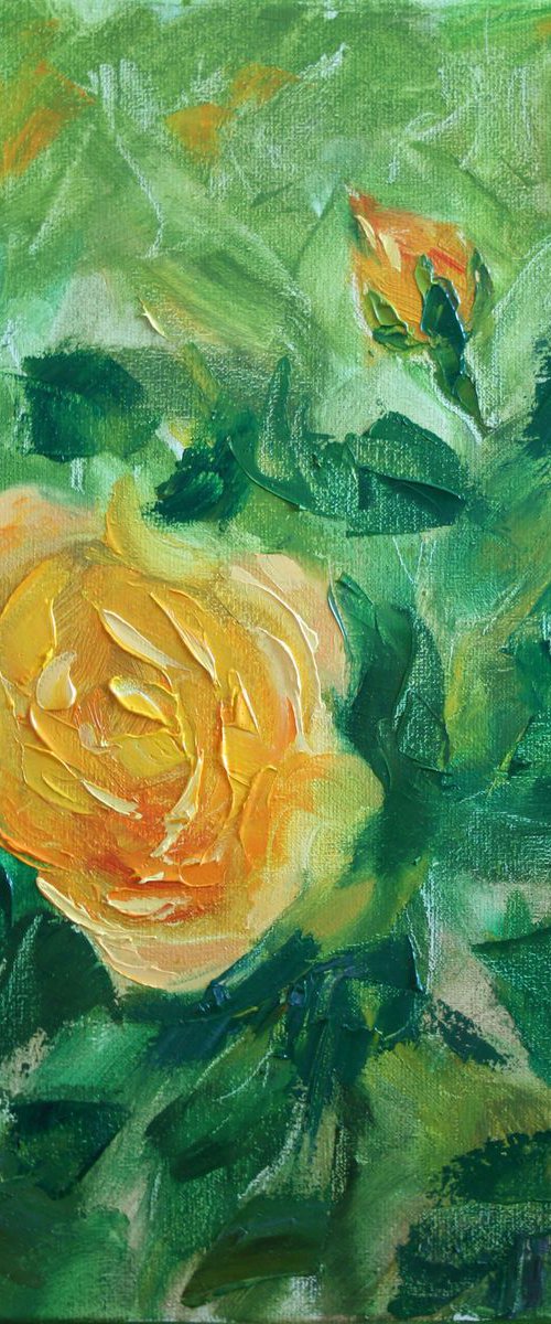 Roses.  Painting created with a palette knife / ORIGINAL PAINTING by Salana Art Gallery