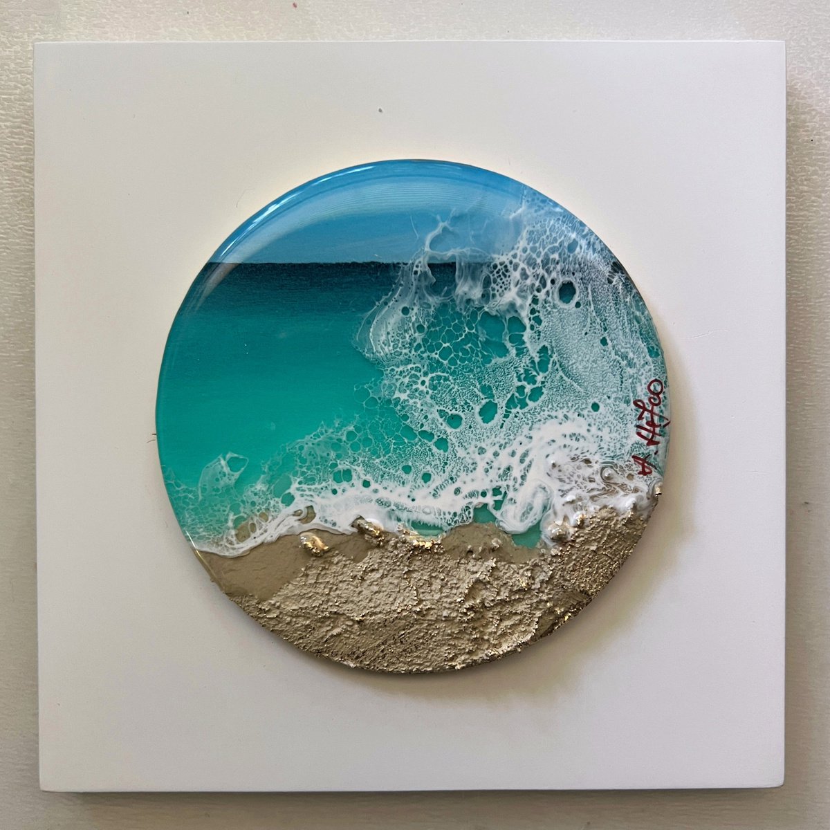 Little wave #4 - Miniature ocean painting by Ana Hefco