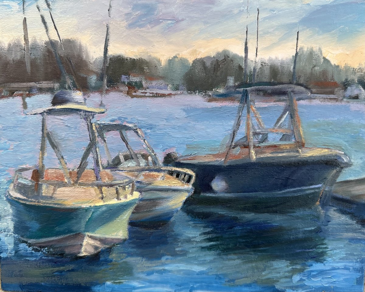 Impressionistic Landscape Oil Painting By Grace Diehl, 10 X 8, Balboa Trio, Original Artwork