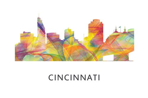 Cincinnati Ohio Skyline WB1 by Marlene Watson