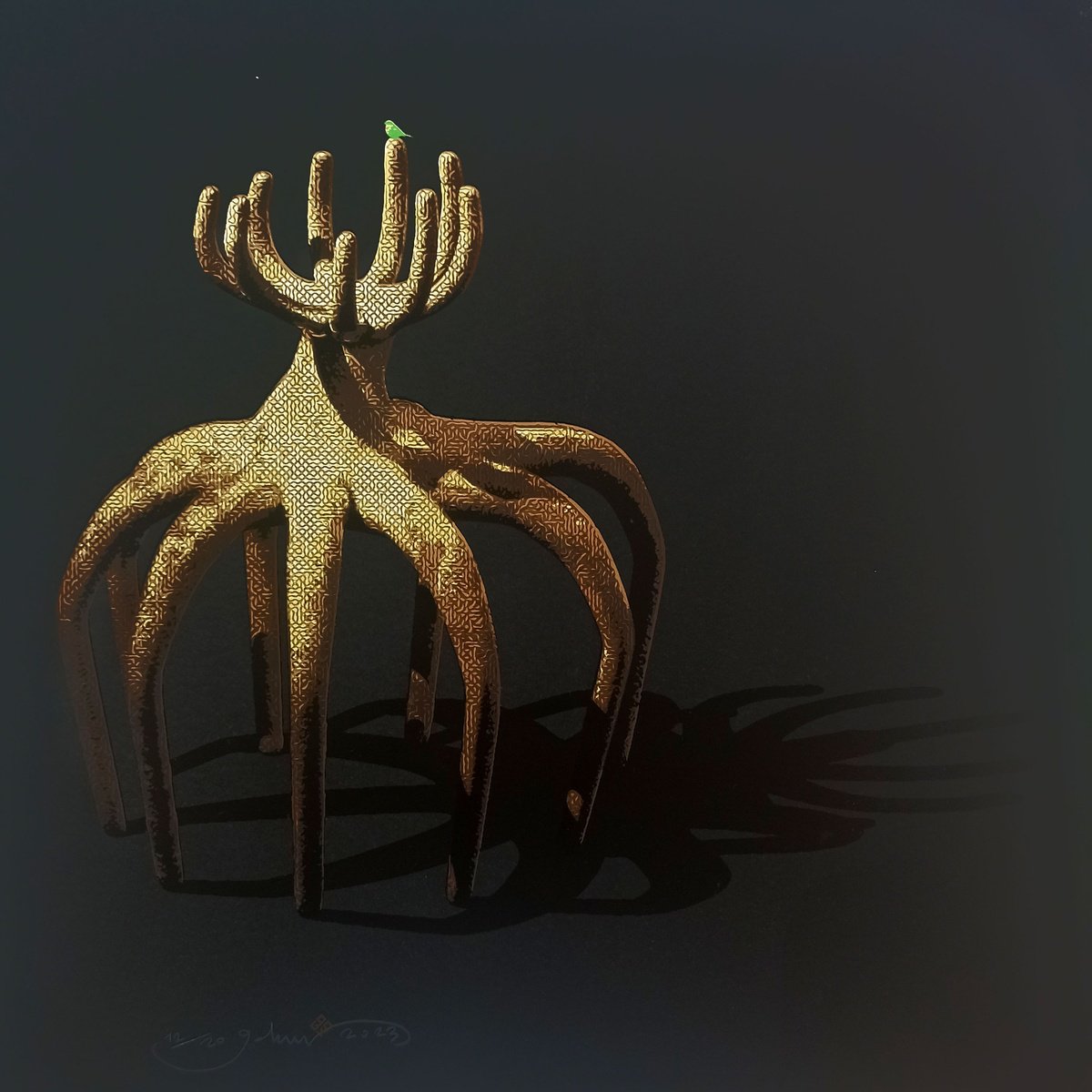 Abstract Animal Screenprint By Gokhan Okur, 17 X 15, Tree Of Life, Original Artwork