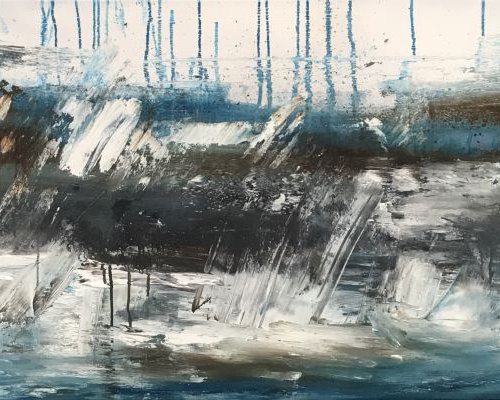 Landscape black, turkoise, brown, bronze by Tiny de Bruin