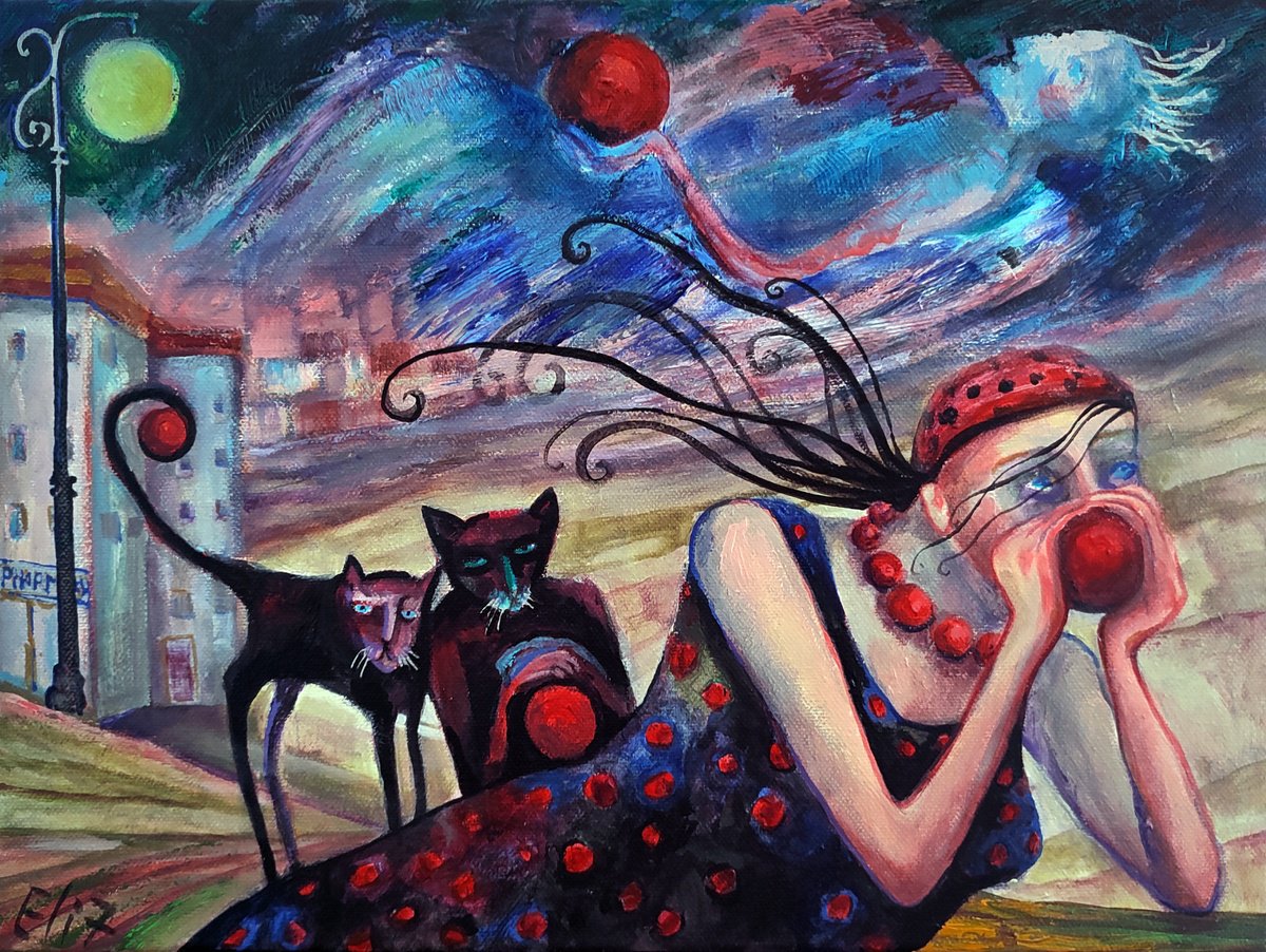 Surrealistic Acrylic Painting , Bowl By Elisheva Nesis, 16 X 12, Artwork For Sale On Artfinder