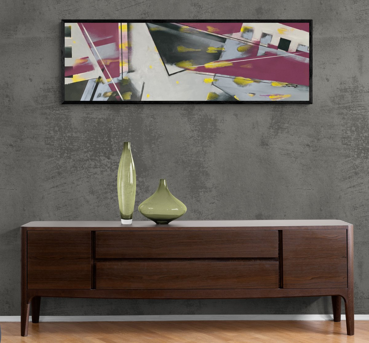 Abstract painting - Urban abstract - Abstraction - Geometric abstract - 135x45cm by Yaroslav Yasenev
