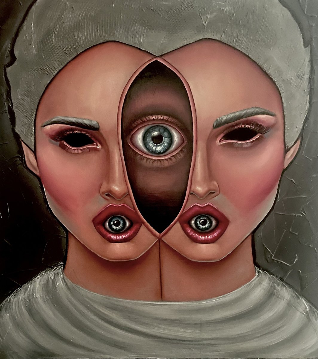 Surrealistic Painting , The Witness Within By Agnieszkowa, 26 X 28, Artwork For Sale On Artfinder