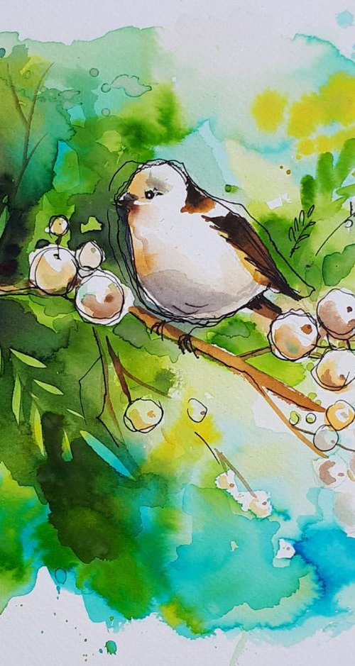 Green Summer with Long-tailed tit by Simon Tünde