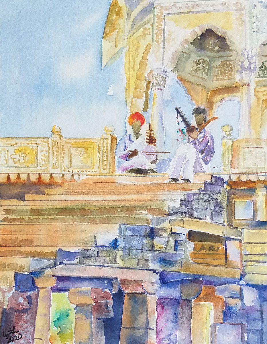 Jaisalmer Rajasthan India watercolor painting by Geeta Yerra