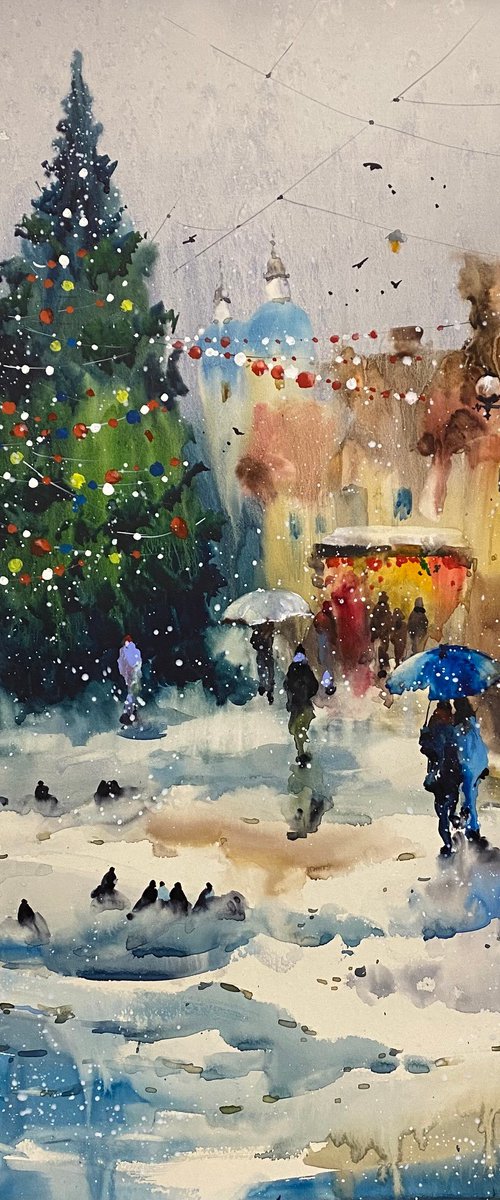 Sold Watercolor “Christmas is coming…” perfect gift by Iulia Carchelan