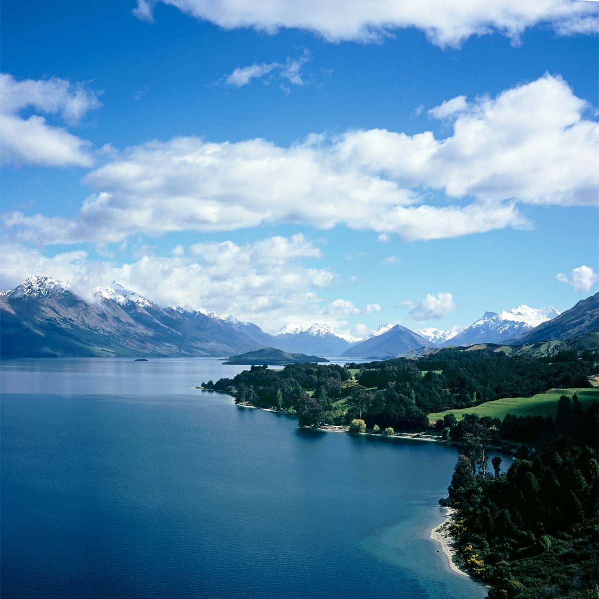 Photorealistic Landscape Photograph By Alex Cassels, 24 X 24, Lake Wakatipu, Original Artwork