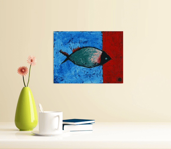 Fish On Red And Blue