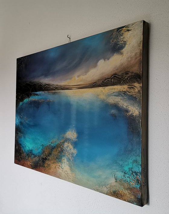 A large original modern abstract figurative seascape painting "Deep Inside"