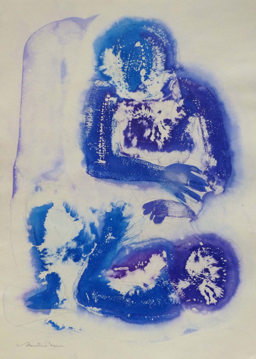 Abstract Portrait Ink Drawing By Frederic Belaubre, 17 X 23, Maternity Dn1, 42X58 Cm, Original Artwork