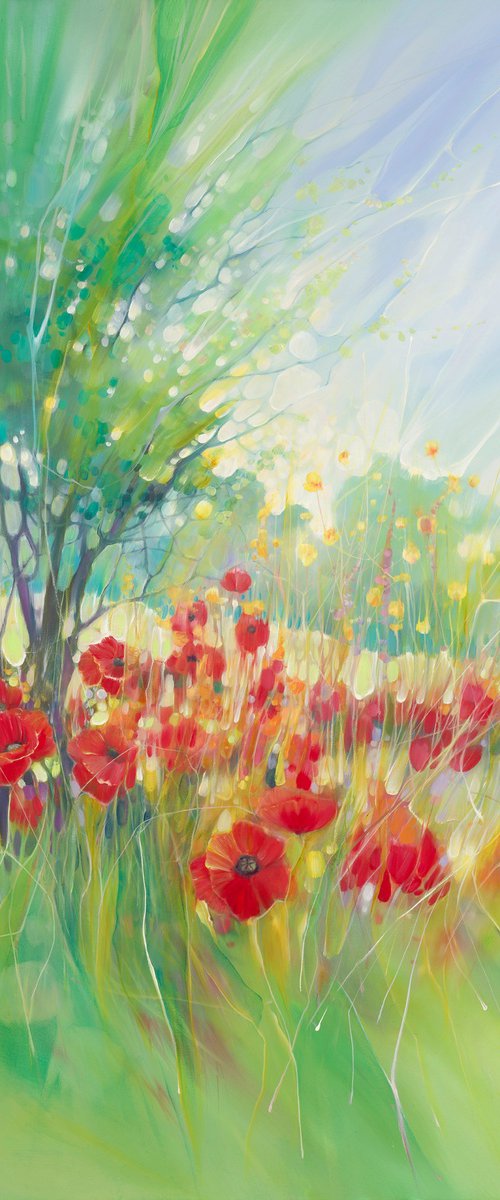 Midsummer Jubilance, poppies in a meadow painting by Gill Bustamante