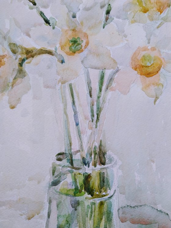 Daffodils. Original watercolour painting.