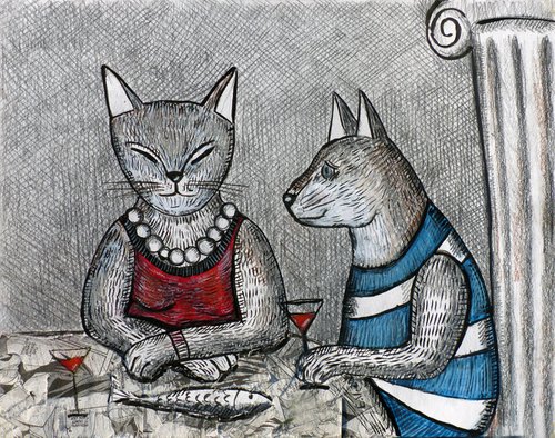 Cats' Dinner by Elizabeth Vlasova