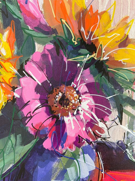 Lily and Sunflowers