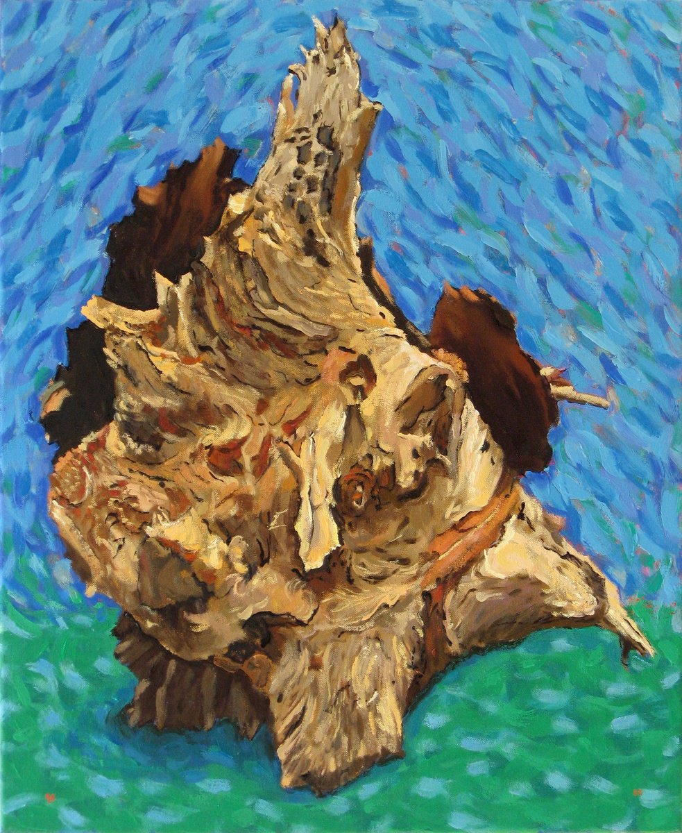 Still Life Oil Painting By Richard Gibson, 18 X 22", Timber Against Blue, Original Artwork