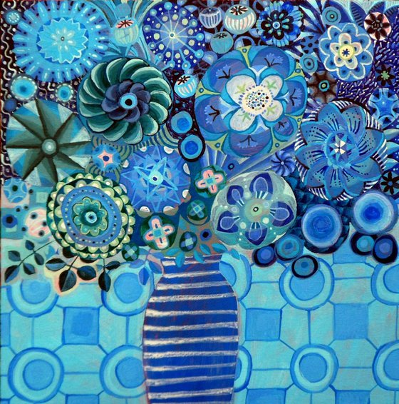 Blue Striped Vase