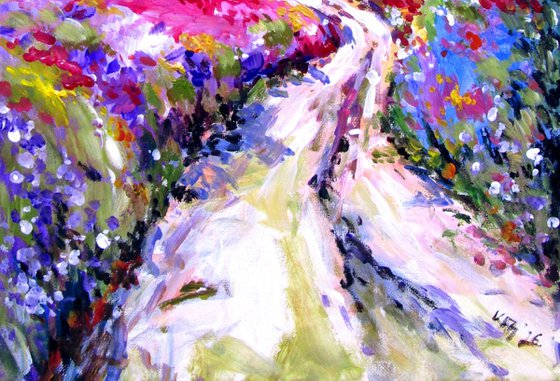 Flowers field with mill