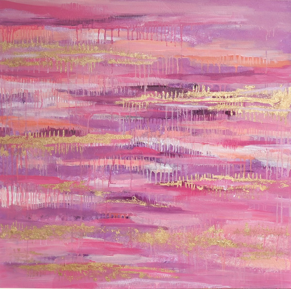 Impressionistic Still Life Acrylic Painting By Mima Taneva, 31 X 31", Awakening, Original Artwork