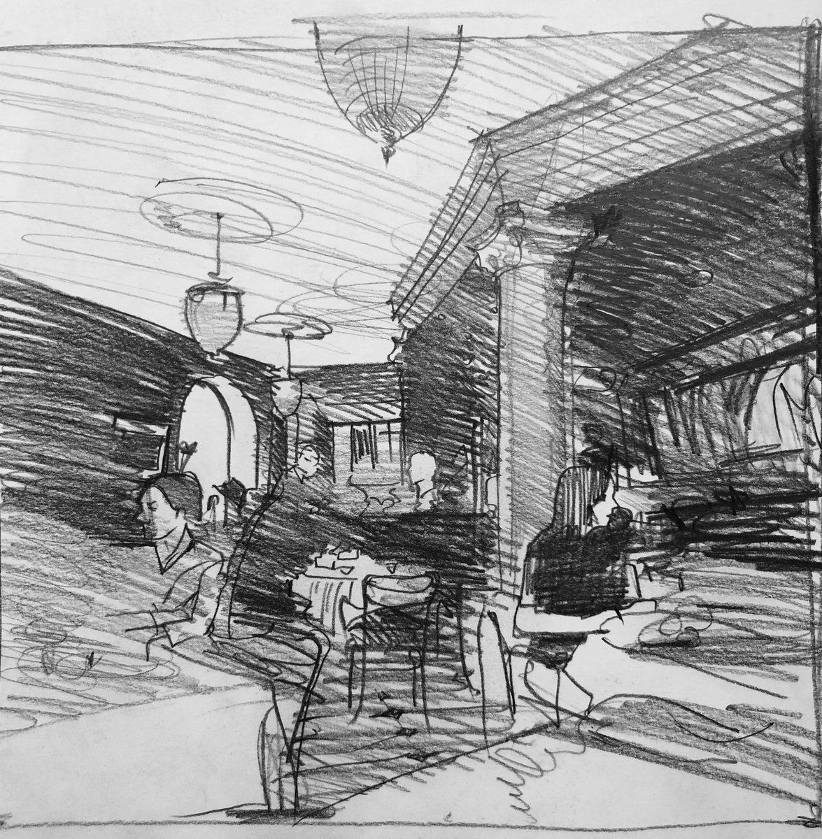 Bistro sketch IV by Patricia Moskalevich