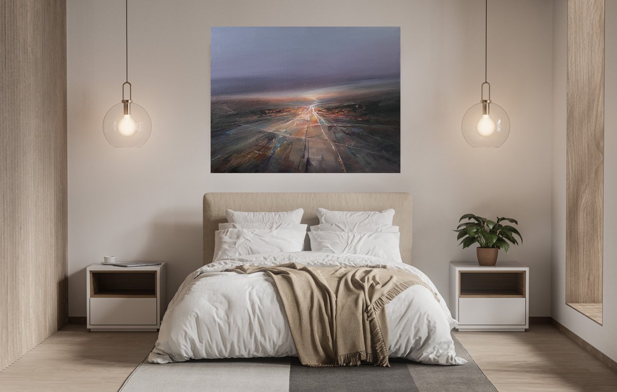 Abstract Landscape Acrylic Painting By Ivan Grozdanovski, 39 X 31, Agartha - Ancient Crossroads 5, Original Artwork