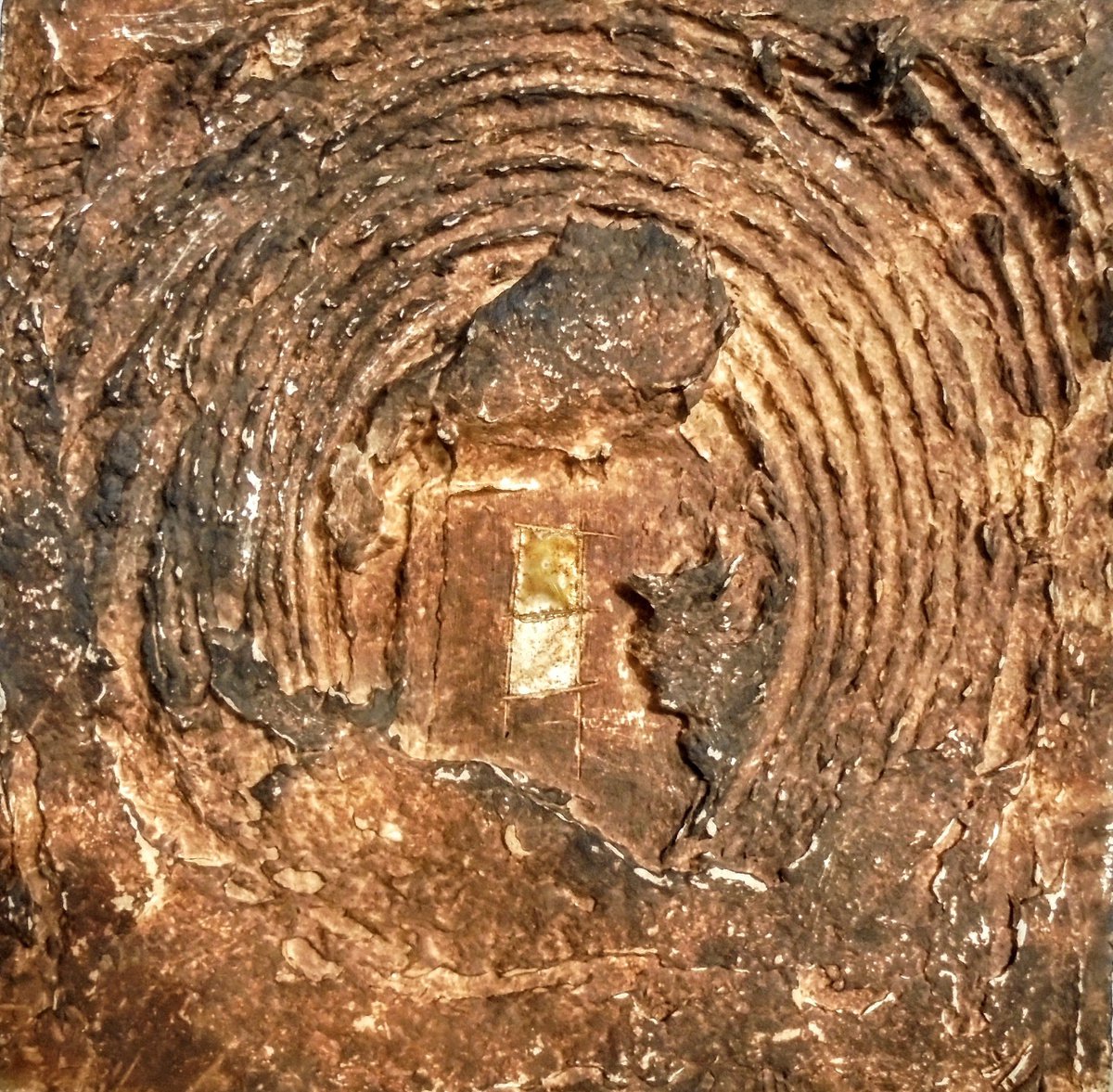 Abstract Landscape Relief By Rossitza Trendafilova, 9 X 9", "Impression Viii", Original Artwork