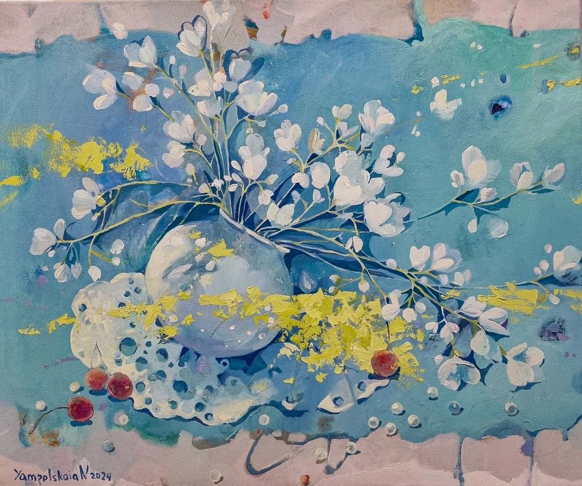 Almond blossoms by Natalia Yampolskaia