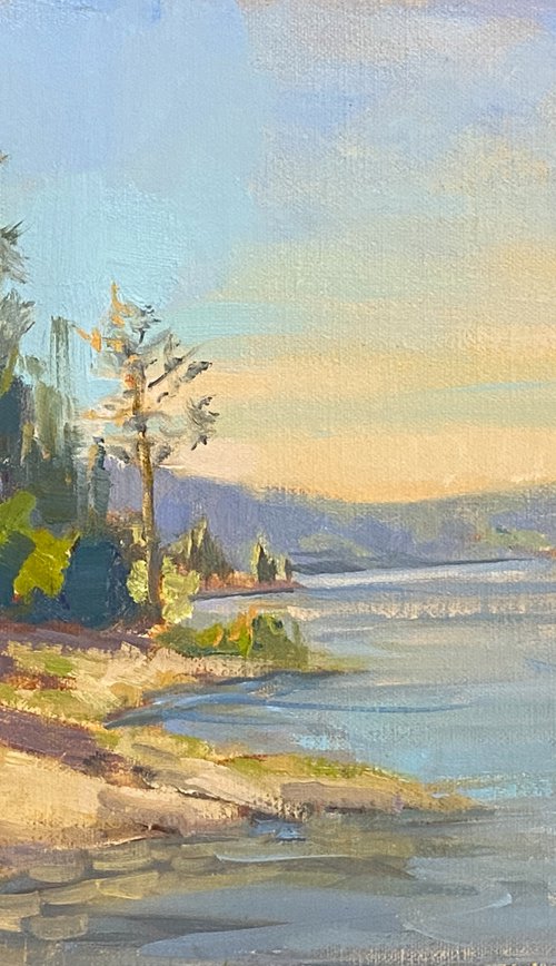 Bass Lake View Plein Air landscape by Tatyana Fogarty