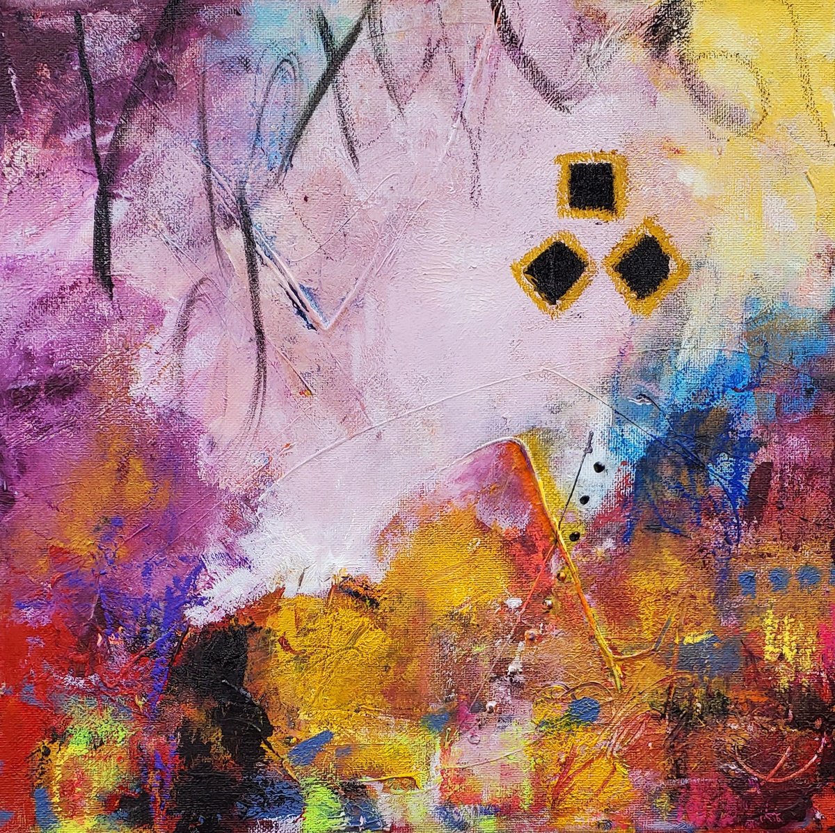 Abstract Acrylic Painting By Niyati Jiwani, 12 X 12", Shades Ii, Original Artwork