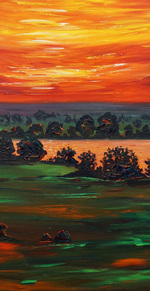 Lake: Evening Sunset M 2 by Peter Nottrott
