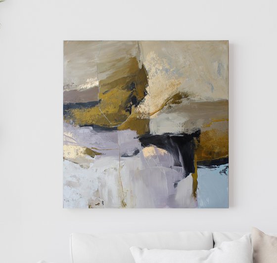 "Cape" Abstract licak beige brown art
