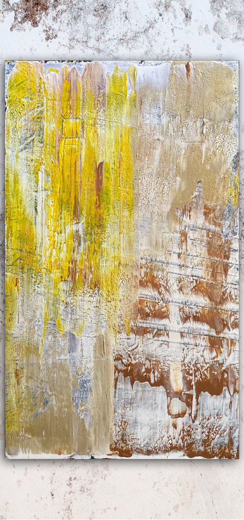 "Slip Slide" - FREE USA SHIPPING - Original PMS Abstract Acrylic Painting On Wood Panel - 13.5" x 23.5" by Preston M. Smith (PMS)