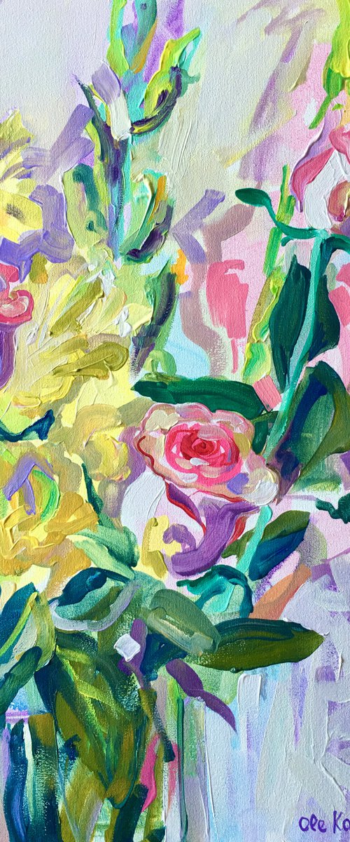Roses and Gladioli 2 by Ole Karako