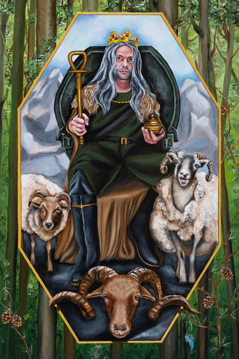 Surrealistic Portrait Acrylic Painting By Saskia Huitema, 17 X 24", Realms Vi- The Emperor, Original Artwork