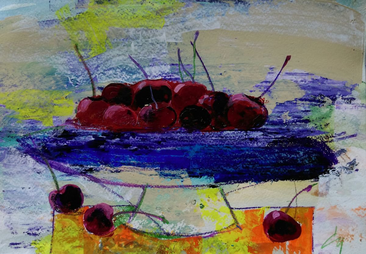 Sweet black cherries by Victoria Cozmolici