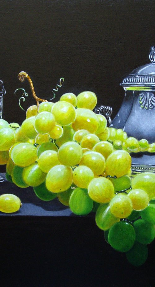 Grapes and silverware by Jean-Pierre Walter