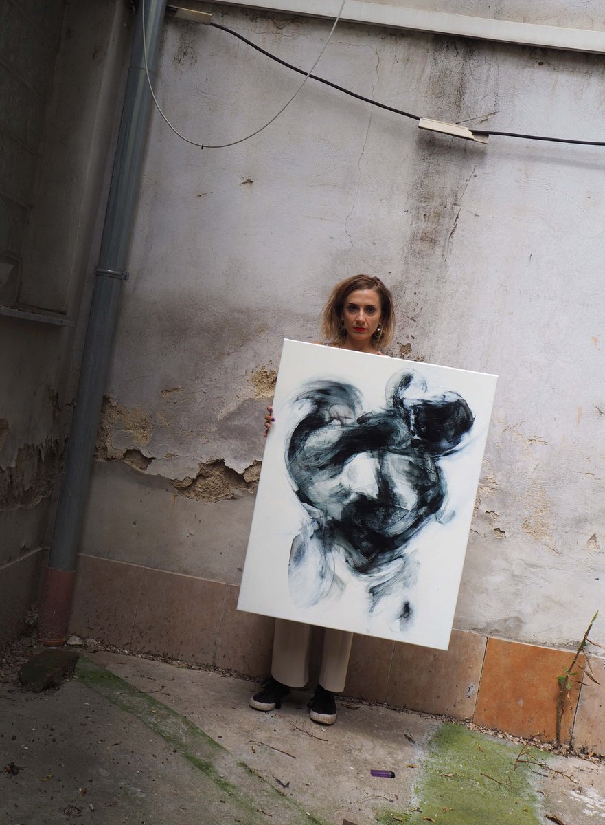 Expressive Portrait Oil Painting By Cynthia Gregorova, 28 X 35, No Sudden Movements (Cleavage), Original Artwork