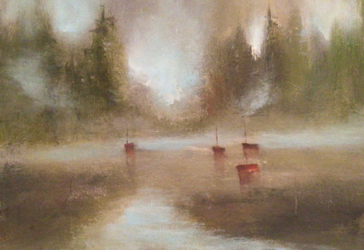 BOATS IN THE MIST by Roma Mountjoy