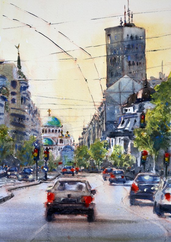 Belgrade yellow sky 25x36 cm 2021