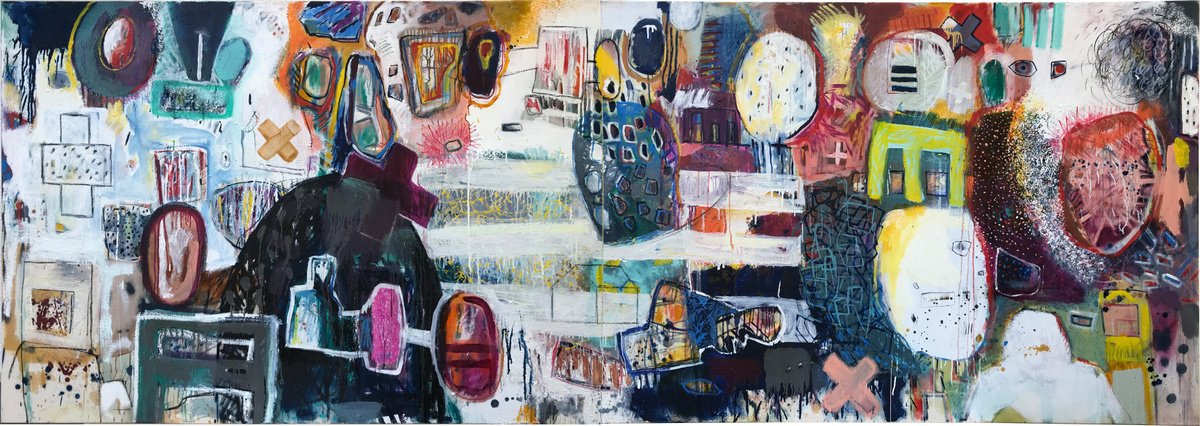 Abstract Painting By Michael Thummrich, 134 X 47", No Title, Original Artwork