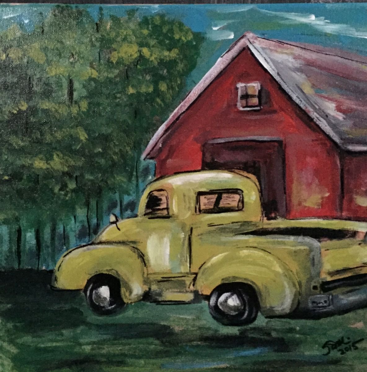 Old green truck by Carolyn Shoemaker (Soma)